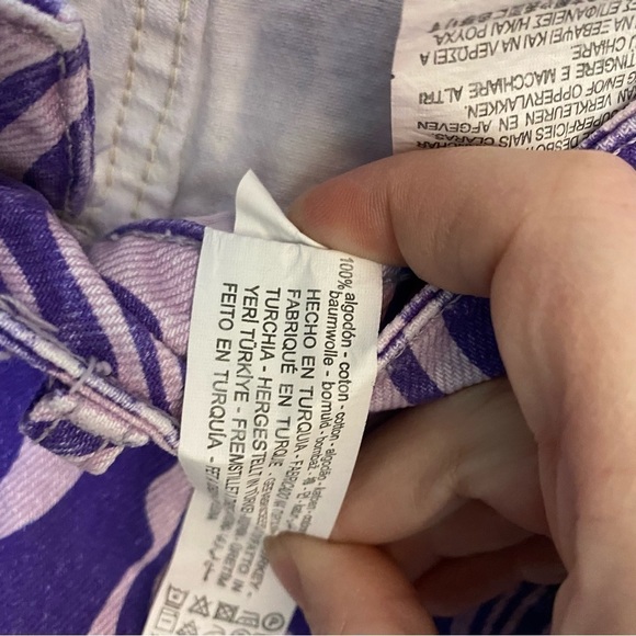 Zara Purple Zebra Stripe Straight Leg Denim Pants Size 2 - Picture 7 of 7